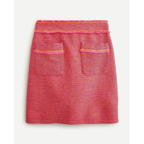 J Crew Womens Skirt Sz 4 Pink Orange Tweed A-line Mini Fringe Preppy Barbiecore - Picture 1 of 7